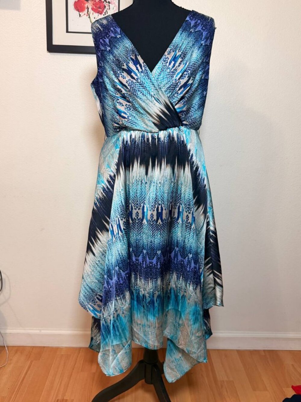 Sangria Ombre Snakeskin Print Dress Boho Resort Hi-Low Hem Coastal Grandma